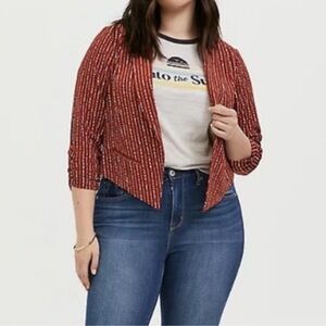 Torrid Rust Orange Dotted Open Front Blazer Size 5 Plus